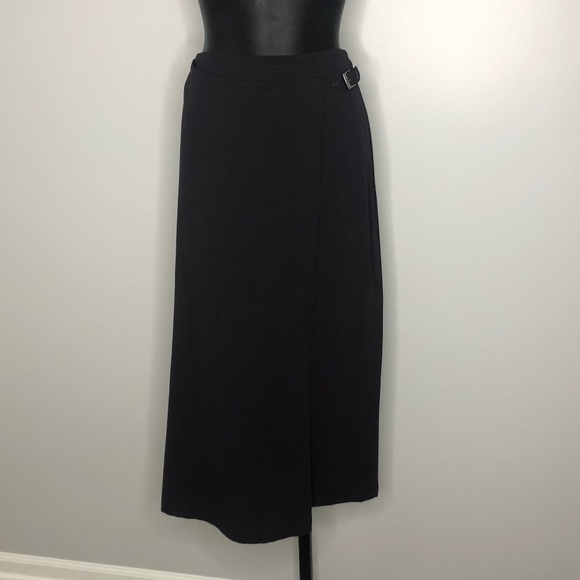 Calvin Klein Collection Deep Purple Side Belt Wool Skirt